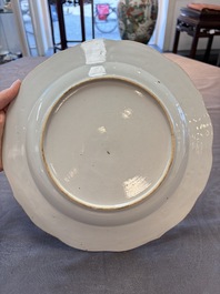Two Chinese armorial plates and a saucer with the arms of Zur Megede, Rhenius and Chute, Qianlong