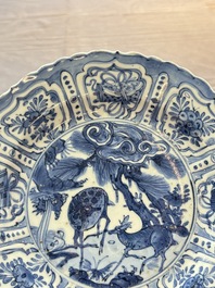 A Chinese blue and white 'deer and pine tree' plate, Wanli