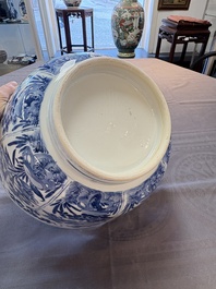 A large Chinese blue and white bowl with floral design, Kangxi