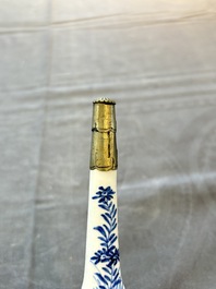 A Chinese blue, white and caf&eacute;-au-lait-ground and a blue and white rose water sprinkler, Kangxi