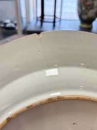 Five Chinese blue and white 'birds and flowers' and 'peony scroll' plates and dishes, 18/19th C.