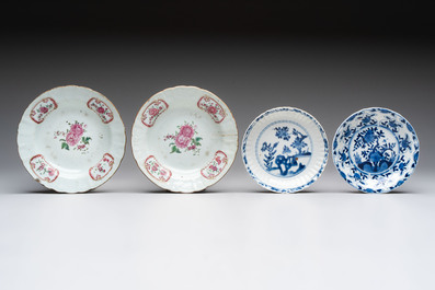 22 Chinese blue, white and famille rose wares, Kangxi and Qianlong