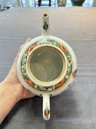 A Chinese famille verte teapot and a gilt-decorated iron-red teapot, Kangxi