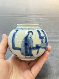 Two Chinese blue and white 'Long Eliza' jarlets, Kangxi
