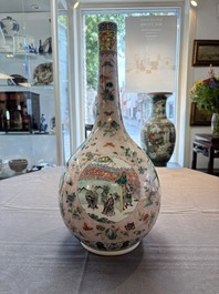 A Chinese famille verte bottle vase, 19th C.