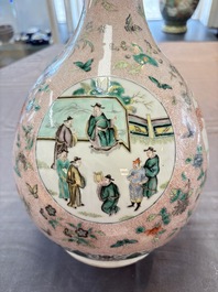 A Chinese famille verte bottle vase, 19th C.