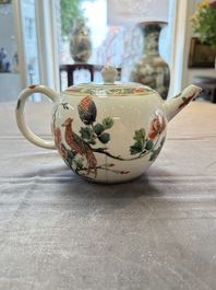 A Chinese famille verte teapot and a gilt-decorated iron-red teapot, Kangxi
