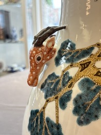 A fine Chinese famille rose 'hu' 'deer and monkey' vase, 19th C.