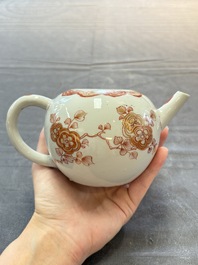 A Chinese famille verte teapot and a gilt-decorated iron-red teapot, Kangxi