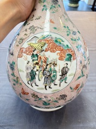 A Chinese famille verte bottle vase, 19th C.