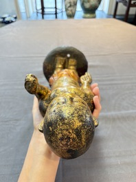 A rare and large Chinese gilt-lacquered bronze Buddha, Ming