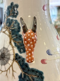 A fine Chinese famille rose 'hu' 'deer and monkey' vase, 19th C.