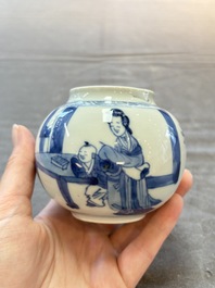 Two Chinese blue and white 'Long Eliza' jarlets, Kangxi
