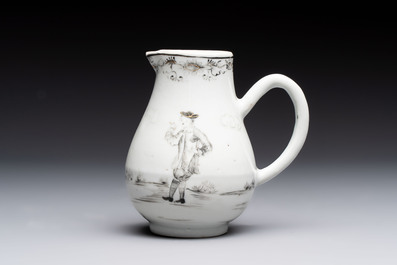 A Chinese grisaille semi-erotic 'La Nourriture' nine-piece tea service, Qianlong