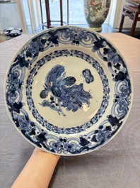 A pair of Chinese blue and white 'botanical' dishes after Maria Sybilla Merian, Qianlong