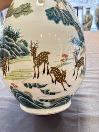A fine Chinese famille rose 'hu' 'deer and monkey' vase, 19th C.