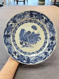 A pair of Chinese blue and white 'botanical' dishes after Maria Sybilla Merian, Qianlong