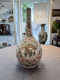A Chinese famille verte bottle vase, 19th C.