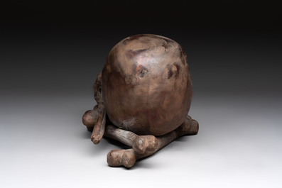 An Italian carved wooden 'vanitas' or 'memento mori' sculpture, 19th C.