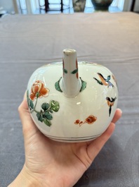 A Chinese famille verte teapot and a gilt-decorated iron-red teapot, Kangxi
