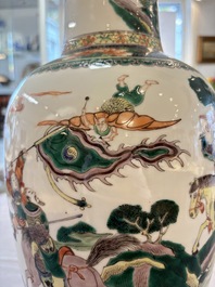 A Chinese famille verte 'Feng Shen Yan Yi 封神演義' vase, Kangxi mark, 19th C.