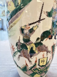 A Chinese famille verte 'Feng Shen Yan Yi 封神演義' vase, Kangxi mark, 19th C.