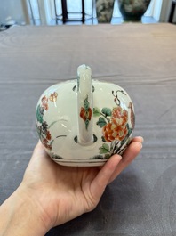A Chinese famille verte teapot and a gilt-decorated iron-red teapot, Kangxi