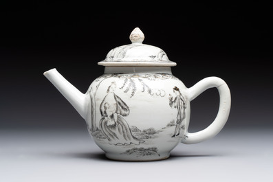 A Chinese grisaille semi-erotic 'La Nourriture' nine-piece tea service, Qianlong