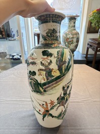 A Chinese famille verte 'Feng Shen Yan Yi 封神演義' vase, Kangxi mark, 19th C.