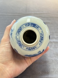 A Chinese blue and white 'Long Eliza' tea caddy, Kangxi