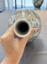 A Chinese famille verte bottle vase, 19th C.