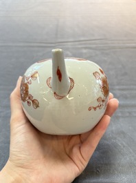 A Chinese famille verte teapot and a gilt-decorated iron-red teapot, Kangxi