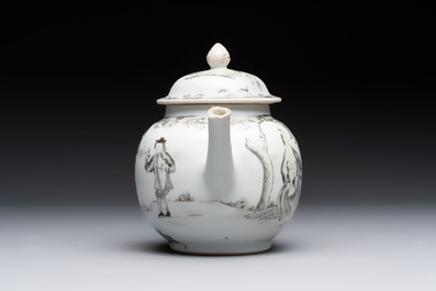 A Chinese grisaille semi-erotic 'La Nourriture' nine-piece tea service, Qianlong