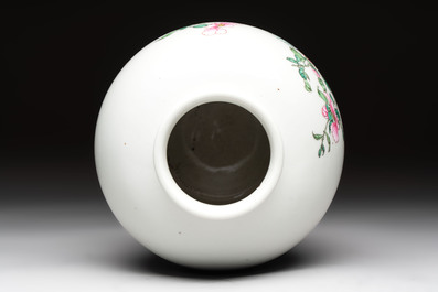 Two Chinese famille rose vases with birds and flowers, Qianlong mark, Republic