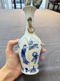 A pair of Chinese blue and white 'Long Eliza and playing boys' vases, Kangxi