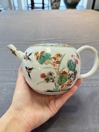 A Chinese famille verte teapot and a gilt-decorated iron-red teapot, Kangxi