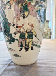 A Chinese famille verte 'Feng Shen Yan Yi 封神演義' vase, Kangxi mark, 19th C.