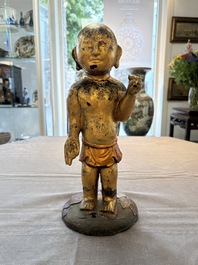 A rare and large Chinese gilt-lacquered bronze Buddha, Ming