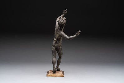 A bronze 'Grand Tour' figure of 'The Dancing Faun of Pompeii', Italy, 19th C.