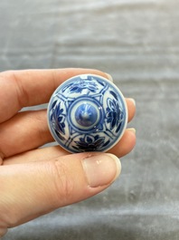 A pair of Chinese blue and white 'Long Eliza and playing boys' covered vases, Kangxi