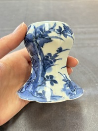 A pair of Japanese Arita blue and white salts, Edo, 18th C.
