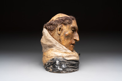 An exceptional life-sized wax sculpture of a deceased monk, Italy, 19th C.