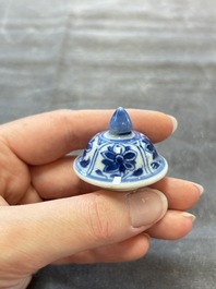 A pair of Chinese blue and white 'Long Eliza and playing boys' covered vases, Kangxi