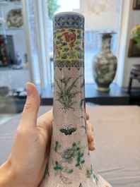 A Chinese famille verte bottle vase, 19th C.