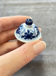 A pair of Chinese blue and white 'Long Eliza and playing boys' covered vases, Kangxi