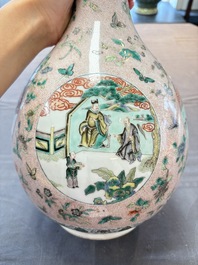 A Chinese famille verte bottle vase, 19th C.