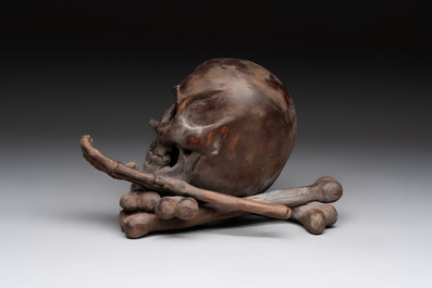 An Italian carved wooden 'vanitas' or 'memento mori' sculpture, 19th C.