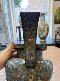A Chinese cloisonn&eacute; tripod censer and cover, 19th C.