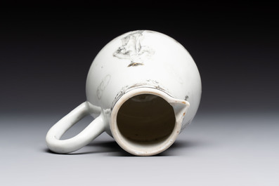 A Chinese grisaille semi-erotic 'La Nourriture' nine-piece tea service, Qianlong