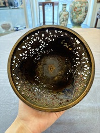 A Chinese cloisonn&eacute; tripod censer and cover, 19th C.